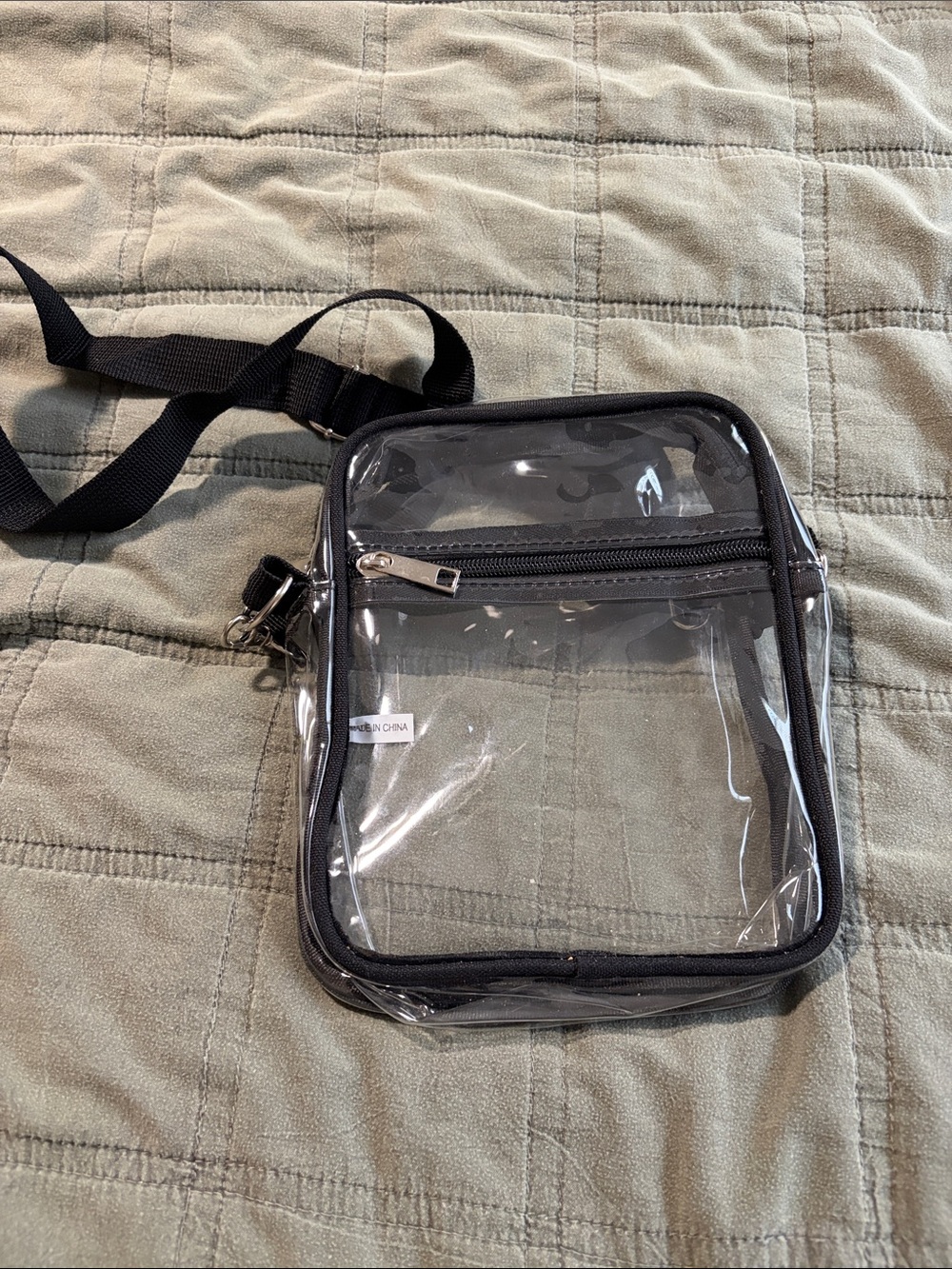 Clear Black Trim Crossbody Bag for Men